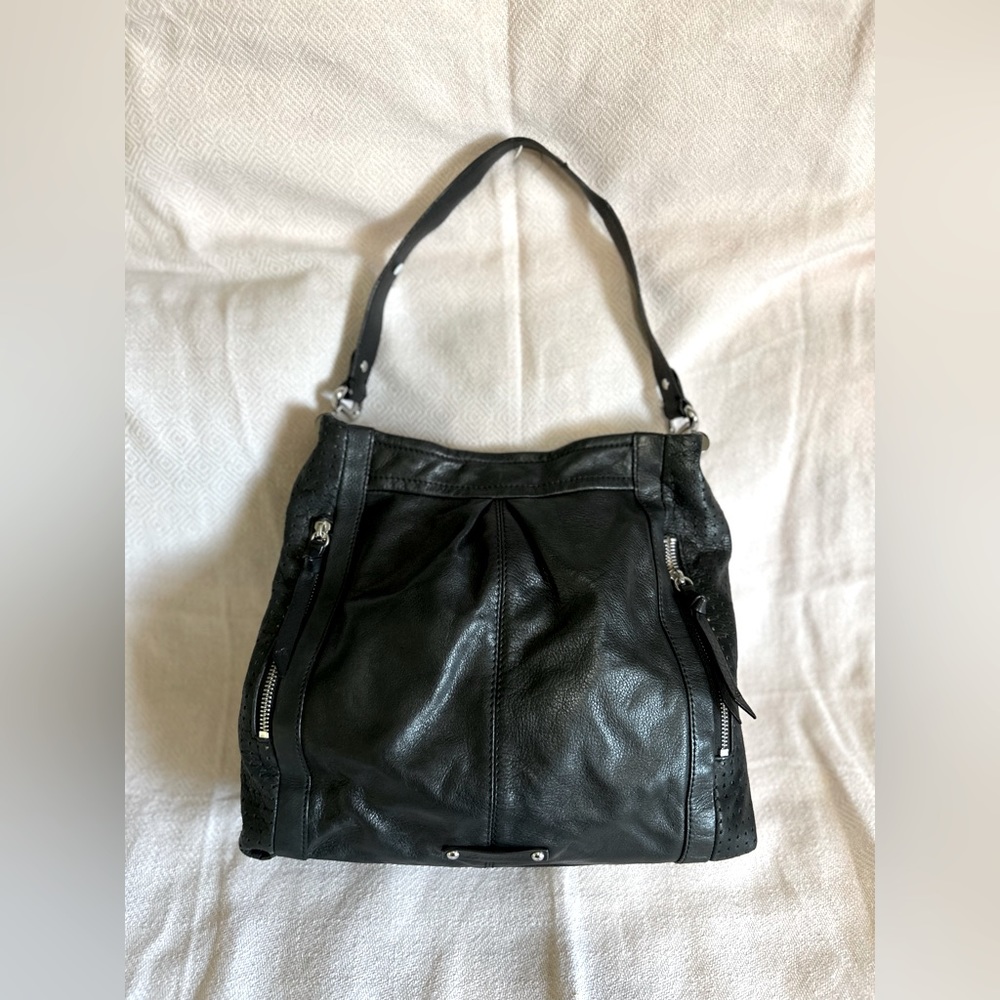 B. Makowsky Black Perforated Leather Purse